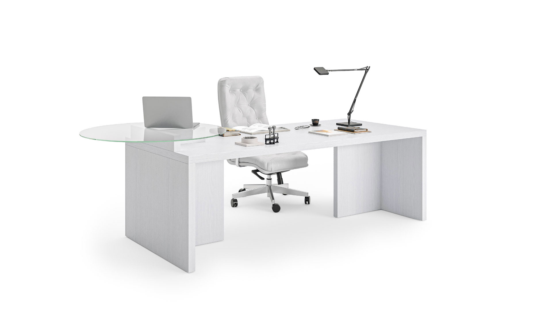 Executive desk with glass top