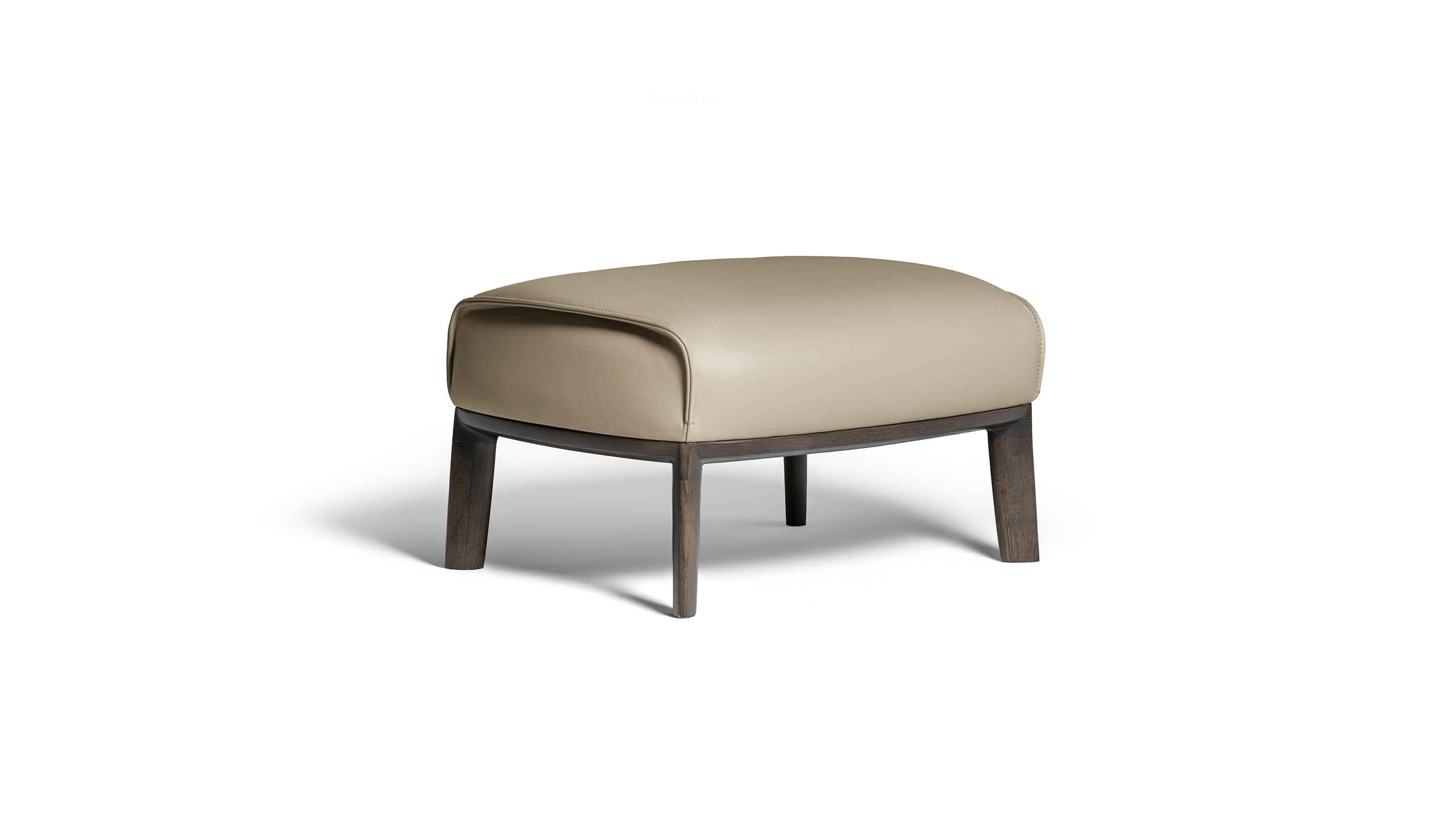 Archibald | Ottoman with wood base
